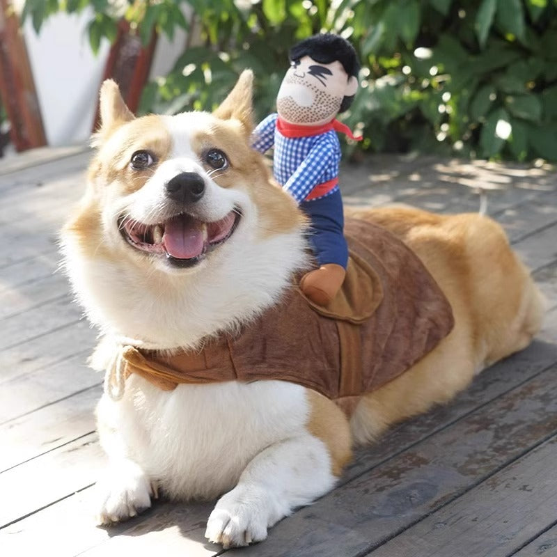 Funny Cowboy Rider Pet Costume