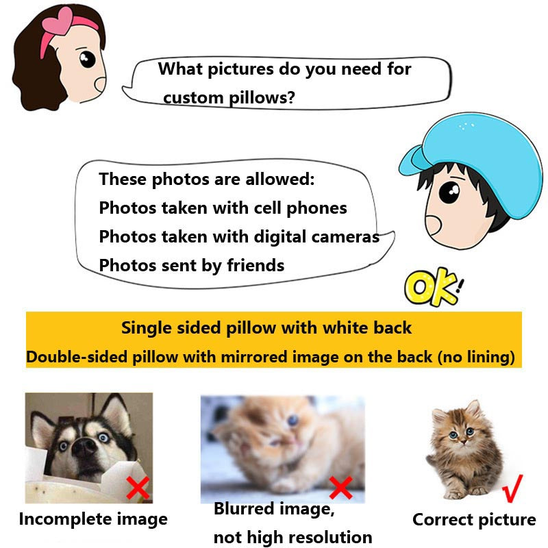 DIY Shaped Pet Pillow Custom Photo Personalized Double-Sided Pillow