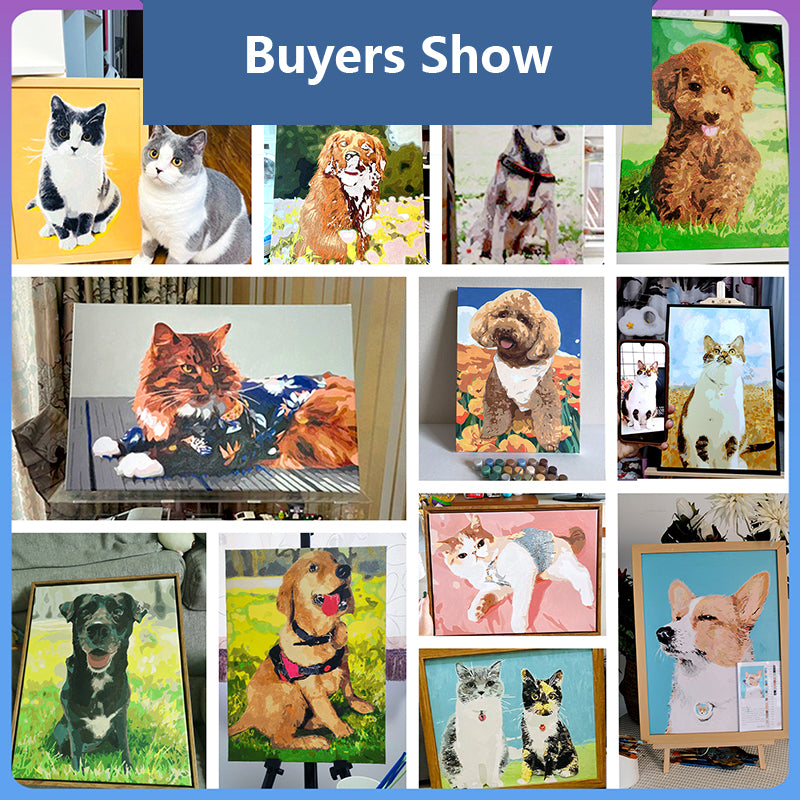 Custom Pet Paint by Numbers Kit from Your Photo - Personal DIY Dog Cat Portrait for Beginners, Unique Gift Idea
