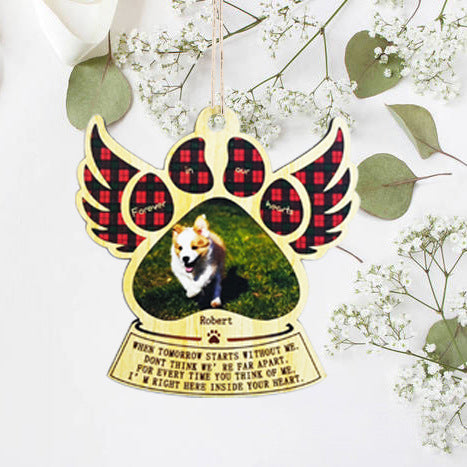 Personalised Wooden Paw Ornament Christmas Gift in memory of pet