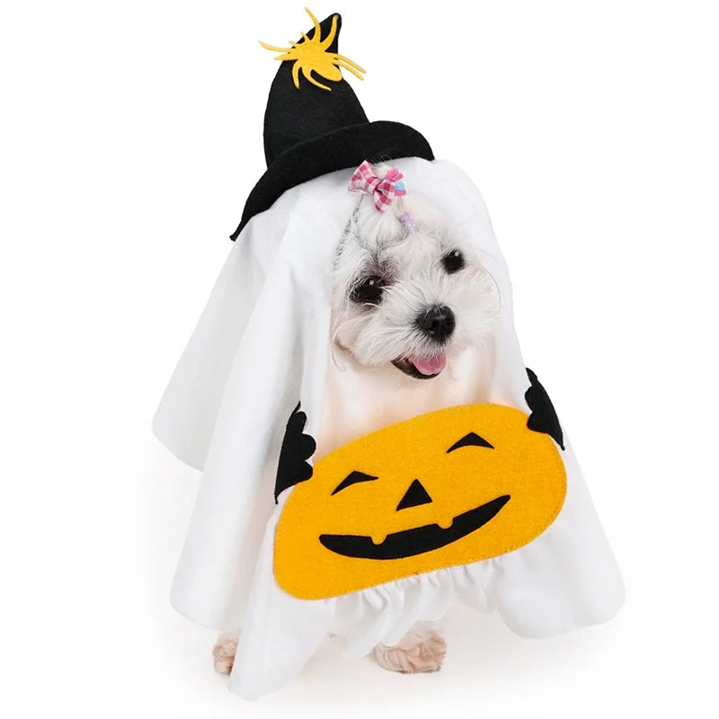 Pumpkin Ghost Witch Hat Suit Pet Clothing Party Dress Cosplay Costume