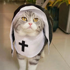 Black White Cloak Nun Costume for Halloween Pet Outfit