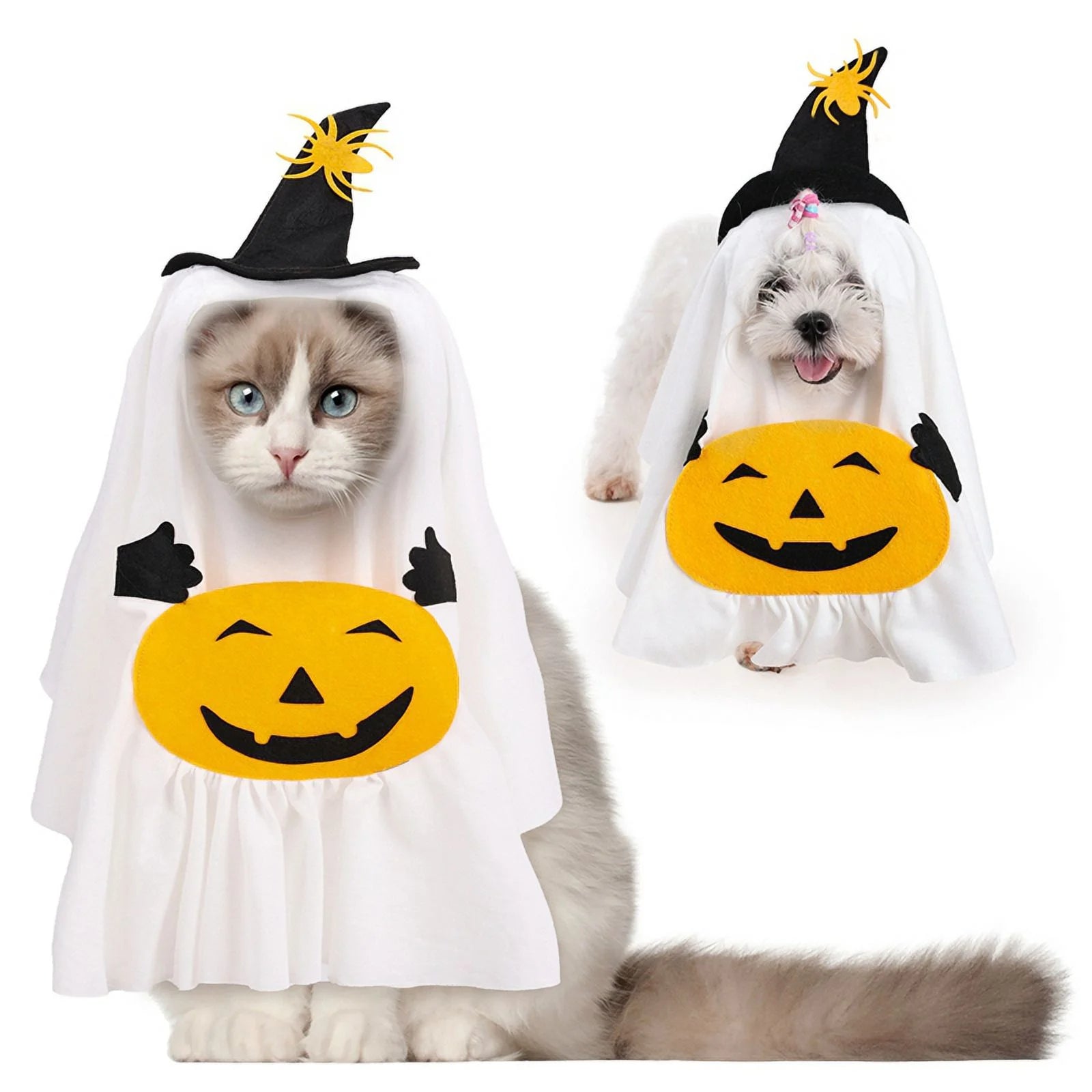 Pumpkin Ghost Witch Hat Suit Pet Clothing Party Dress Cosplay Costume