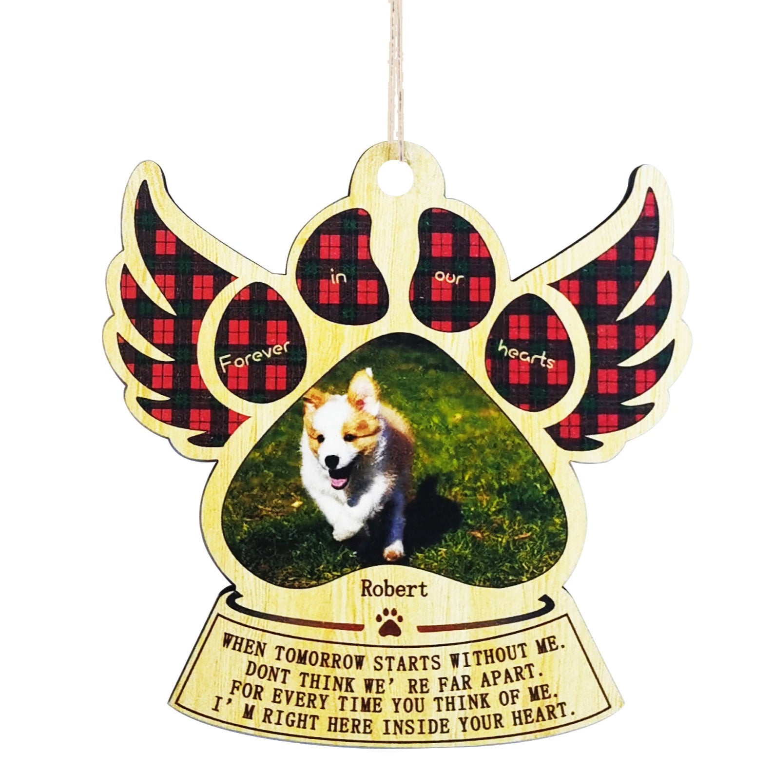 Personalised Wooden Paw Ornament Christmas Gift in memory of pet