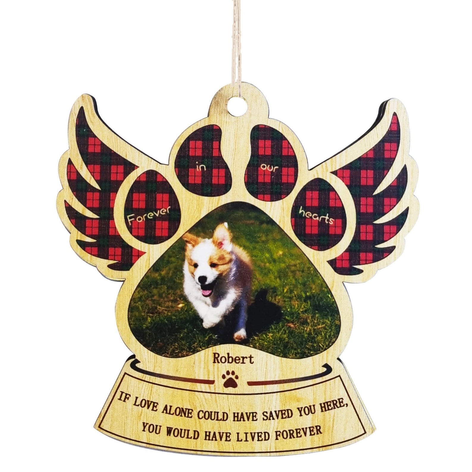 Personalised Wooden Paw Ornament Christmas Gift in memory of pet