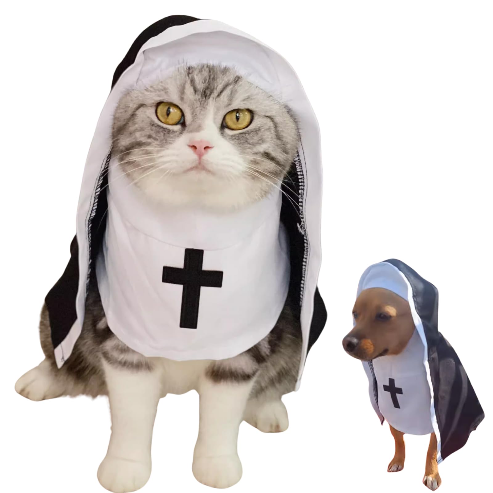 Black White Cloak Nun Costume for Halloween Pet Outfit