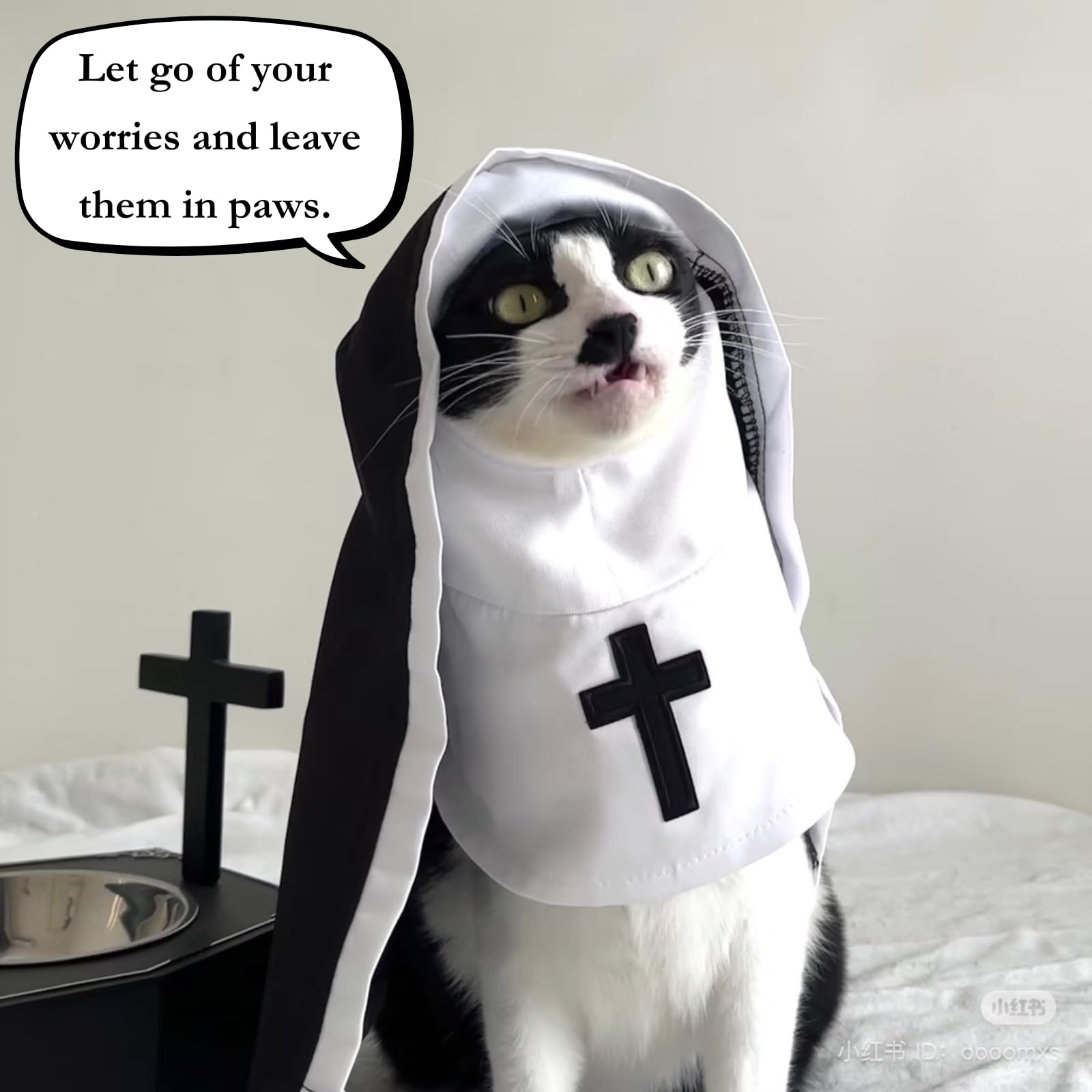 Black White Cloak Nun Costume for Halloween Pet Outfit